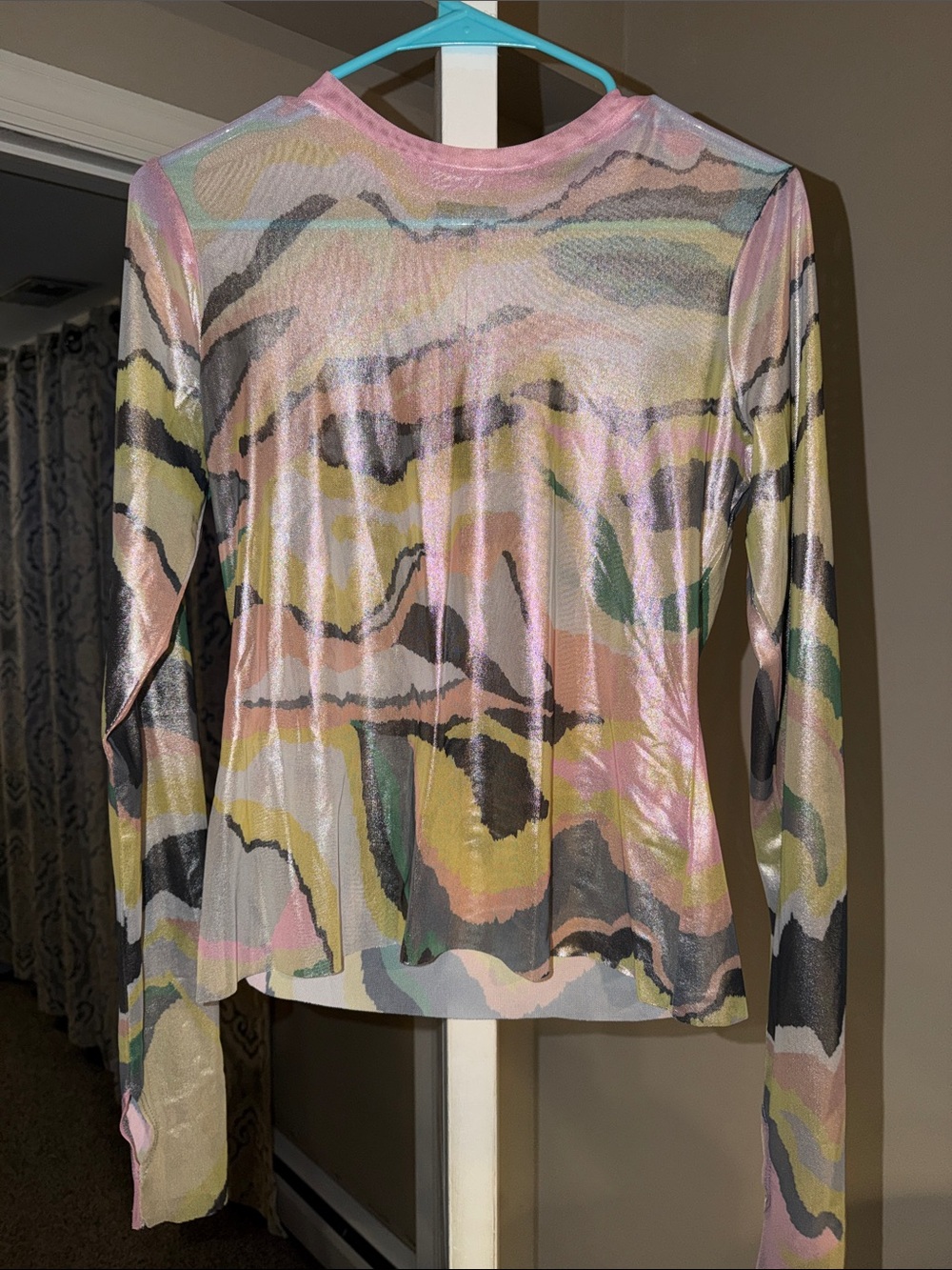 AFRM Multicolor Pastel Abstract Long-Sleeve Top